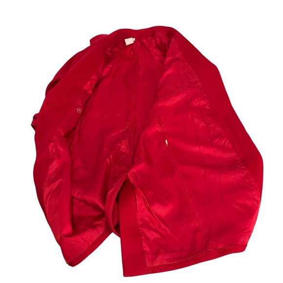 Vintage Morton Bernard Harve Women's Red Wool Trench Coat Black Size 4P FLAWS - Picture 10 of 12